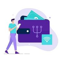 Smart digital wallet illustration design concept vector