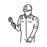 Mechanic Icon. Doodle Hand Drawn or Outline Icon Style vector