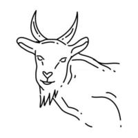 Farming goat icon. hand drawn icon set, outline black, vector
