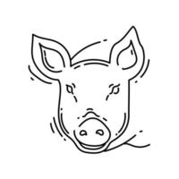 Farming pig icon. hand drawn icon set, outline black, vector