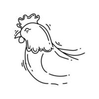 Farming chicken icon. hand drawn icon set, outline black, vector