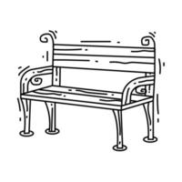 Gardening bench icon. hand drawn icon set, outline black, vector