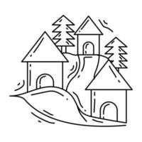 Gardening village icon. hand drawn icon, outline black, vector