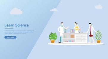 team of laboratory learn science for website banner vector