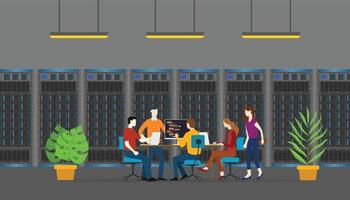 team database server people monitoring and maintenance in room service vector