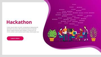 hackathon concept team programming for website template banner design vector