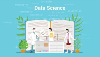 data science concept with laboratory team working on data vector