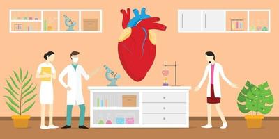 human heart anatomy science analysis health on laboratory vector