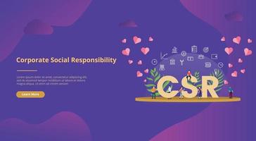 csr corporate social responsibility concept big text vector