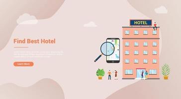 buscar hotel o buscar hoteles concepto para plantilla de sitio web vector