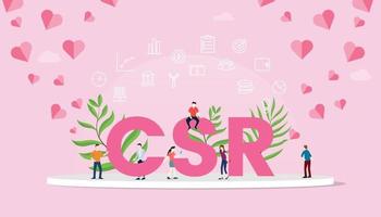 csr corporate social responsibility concept big text vector