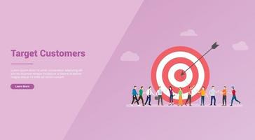 target customers with people and goals dart for website template vector