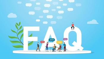 faq frequently asked question concept with team people vector
