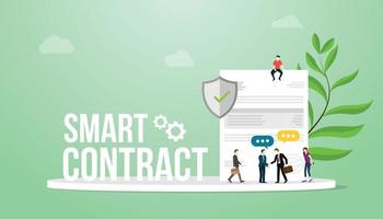 smart contract concept with big words team people