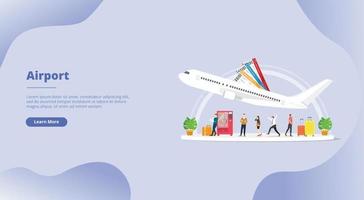 airport transportation for website template or landing homepage banner vector