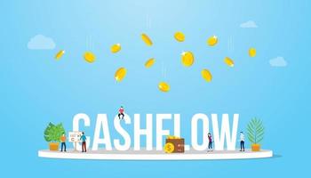 cashflow business concept with money fall or falling from above vector