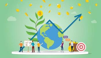 international investment concept with big globe and graph chart vector