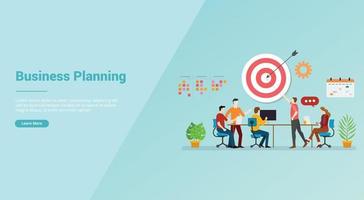 business planning strategy meeting team for website template vector