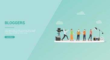 blogger job profession or video log vlogger for website template vector