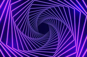 Geometric neon spiral background, futuristic techno concept vector