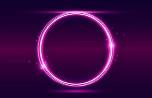 Circle neon light effect isolated on dark background vector