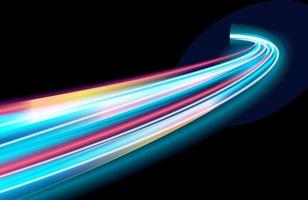 colorful light trails with motion blur effect, speed background vector