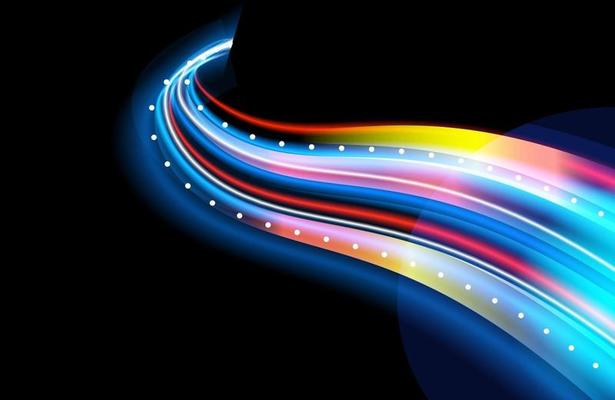 colorful light trails with motion blur effect futuristic neon light