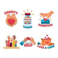 Set of Humanitarian Day Sticker vector