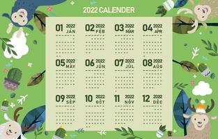 Cute Calendar of the Year 2022 vector