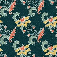 Vintage batik ornamental flower seamless pattern vector
