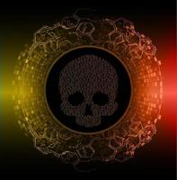 cyber hacker attack background, skull vector