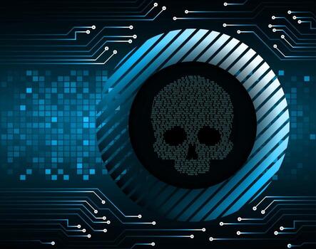 cyber hacker attack background, skull vector