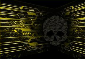 cyber hacker attack background, skull vector