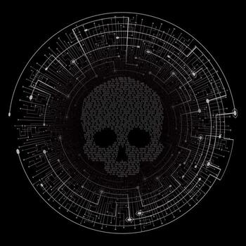 cyber hacker attack background, skull vector