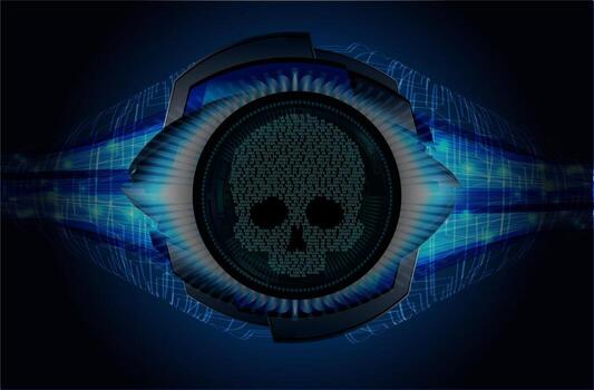 cyber hacker attack background, skull vector