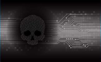 cyber hacker attack background, skull vector