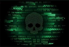 cyber hacker attack background, skull vector