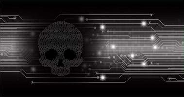 cyber hacker attack background, skull vector