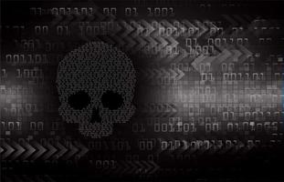 cyber hacker attack background, skull vector