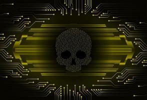 cyber hacker attack background, skull vector