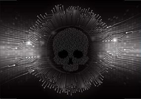 cyber hacker attack background, skull vector