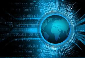 tecnología futura de la placa de circuito binario mundial, seguridad cibernética de hud azul vector