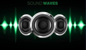 Sound waves oscillating dark light vector