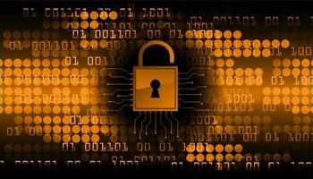 Closed Padlock on digital background, cyber security vector