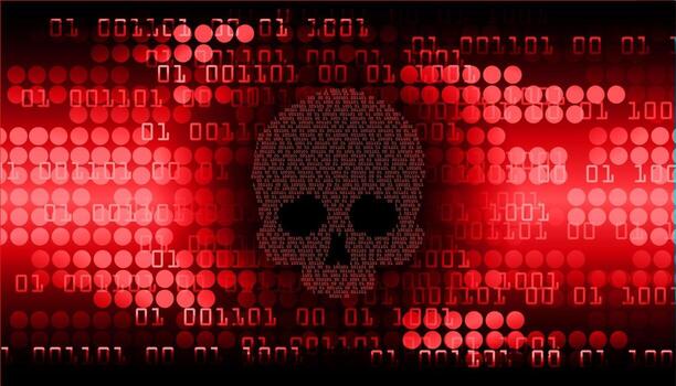 cyber hacker attack background, skull vector