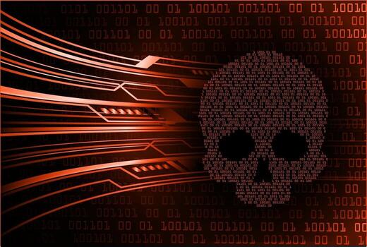 cyber hacker attack background, skull vector