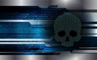 cyber hacker attack background, skull vector