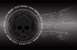 cyber hacker attack background, skull vector