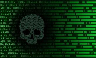 cyber hacker attack background, skull vector