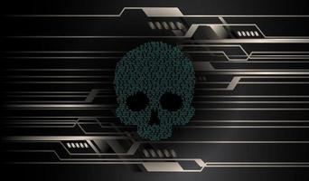 Fondo de ataque de hacker cibernético, vector de cráneo